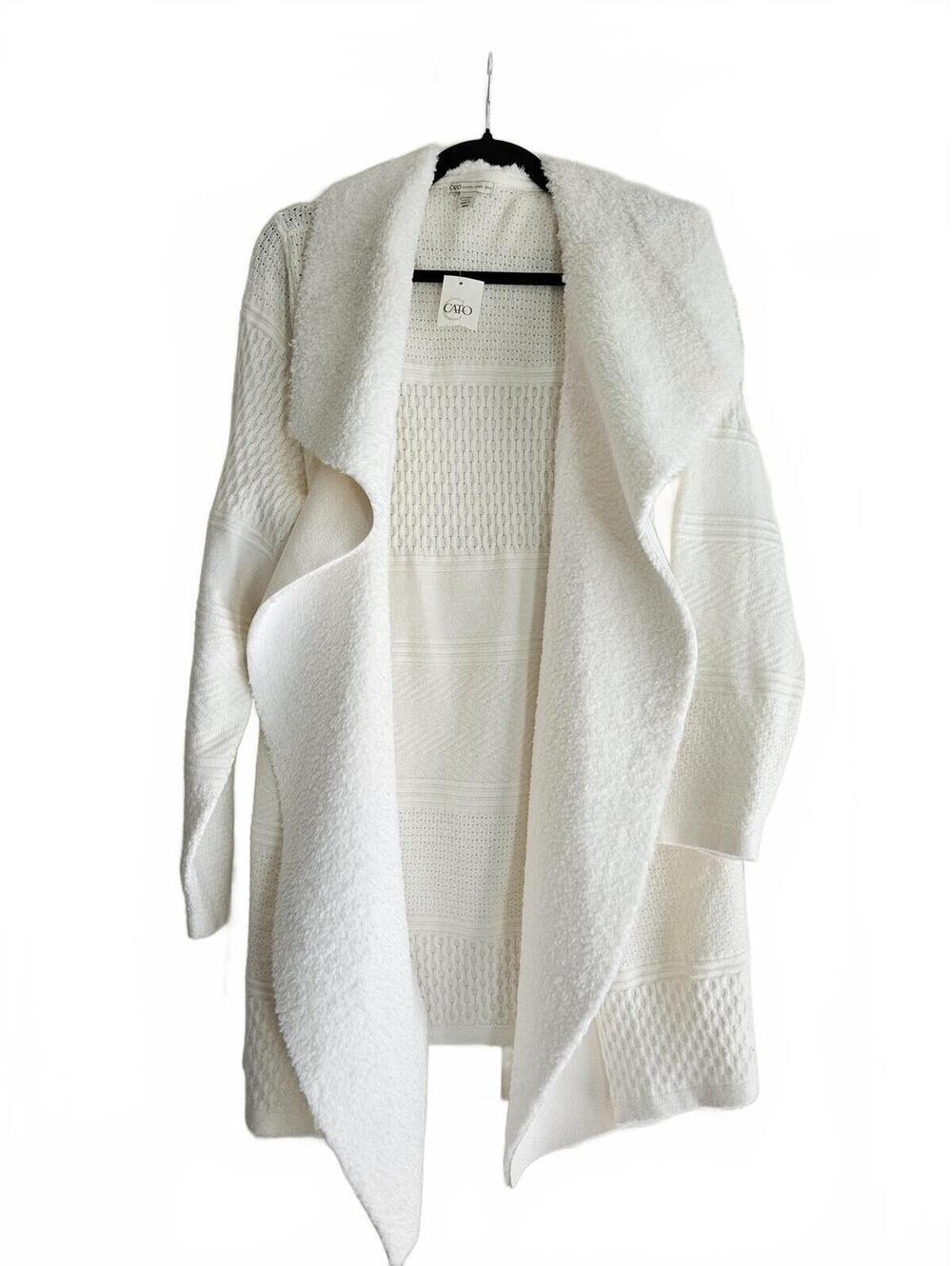 Cato White Textured Knit Open Front Cardigan Sweater Size 22/24 NWT